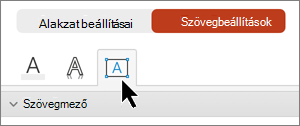 Szövegbeállítások lap szövegmező kijelölve.