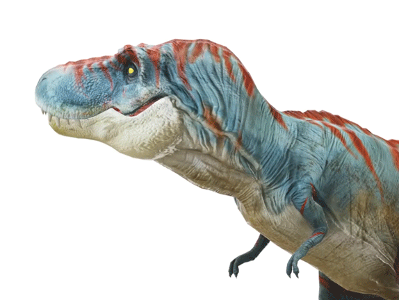 Szembeforduló és morgó T-Rex