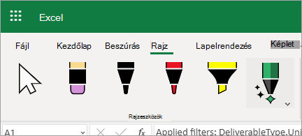 Adatok szerkesztése szabadkézi elemmel