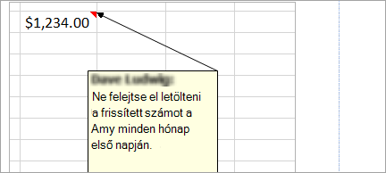 Jegyzet hozzáadása a számolótáblához