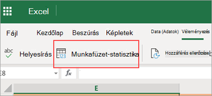A Munkafüzet-statisztika menüelem megjelenítése