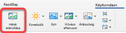 A Kép eltávolítása beállítás az Office-appok Képformátum lapján található.