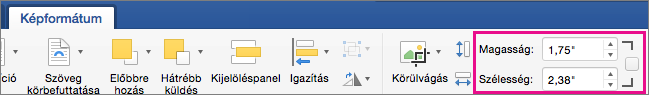 Képformátum lap kiemelt Magasság és Szélesség mezővel.