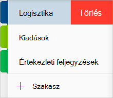 Szakasz törlése az iOS OneNote-ban