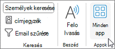 Minden alkalmazás gomb a Windows Outlookban