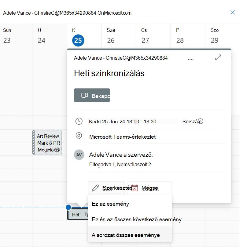 Screenshot showing edit events in series