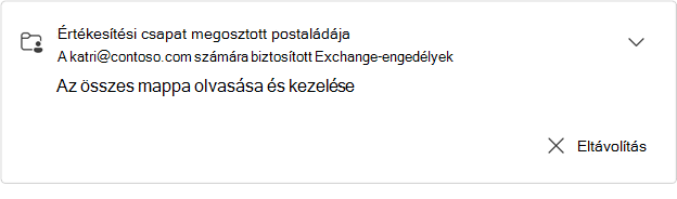 Bővített értékesítési csapat megosztott postaláda kártyája