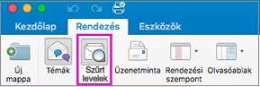 A menüszalag Rendezés lapján látható Szűrt levelek gomb