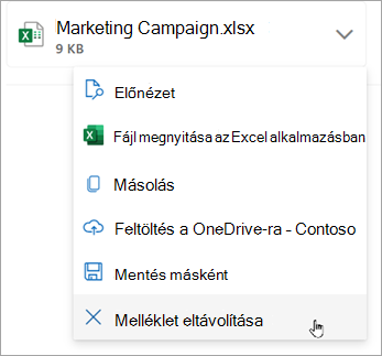 Válassza a melléklet melletti lefelé mutató nyilat, majd a Melléklet eltávolítása parancsot