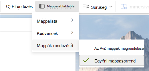 Mappaablak kiválasztása, Mappák rendezése, Egyéni mappasorrend