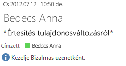 Bizalmas jelöléssel ellátott e-mail