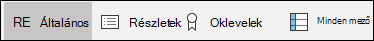 Váltás a különböző névjegyképernyők között