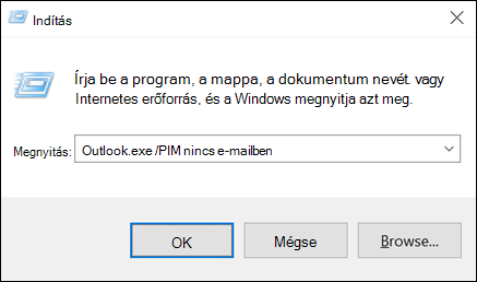 Profil létrehozása e-mail cím nélkül a Futtatás párbeszédpanellel
