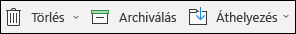A Törlés és Archívum menü elemei