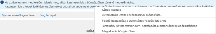 A címzetteknek szóló jelölők és emlékeztetők az üzenet információs sávjában láthatók.