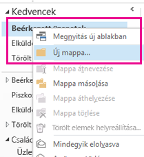 Új almappa létrehozásához használja a helyi menüt.