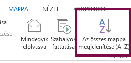 A mappákat ábécésorrendben Az összes mappa megjelenítése (A–Z) elemre kattintva rendezheti.