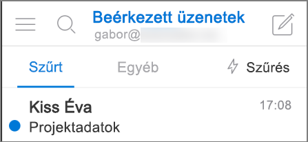 Az Outlook megjelenése iPhone-on.