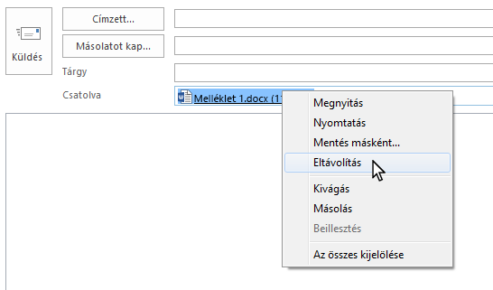 A helyi menü Eltávolítás parancsa