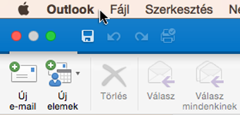 Az Outlook-verzió megállapításához válassza a menüsoron az Outlook elemet.