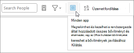 A Minden alkalmazás ikon egy összecsukott menüszalag-elrendezésben a Windows Outlookban.
