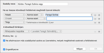 Create a rule from existing email message