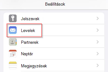 levelezés beállítása az iOS Posta appban Képernyőkép: 1