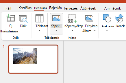 Képek beszúrása a PowerPointban