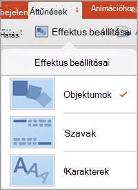 Effektus beállításai