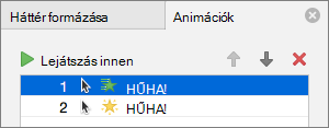 Adja meg az animációs beállításokat a tulajdonságokat tartalmazó ablaktáblán