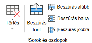 Options in the Rows & Columns group