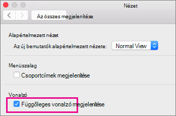 Függőleges vonalzó megjelenítése