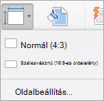 A Diaméret menü megjelenítése