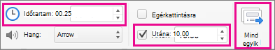 Dia áttűnési beállításai
