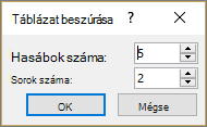 Táblázat beszúrása párbeszédpanel a PowerPointban