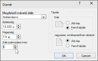 A Dia párbeszédpanel a PowerPointban