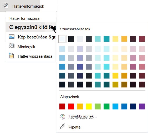A háttér formázása színnel.