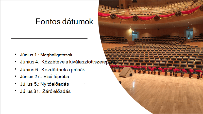 A mintadia a Tervezési ötletek által elrendezett szöveges ütemtervvel és fényképpel