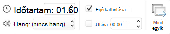 Képernyőkép az Időzítés csoportról.