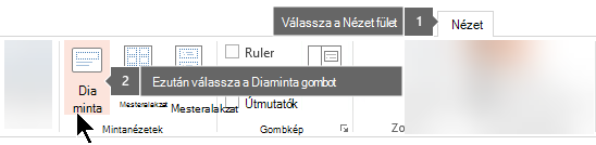 A PowerPoint Nézet lap segítségével váltson a diaminta nézetre