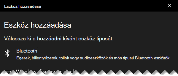 Az Új eszköz beállítása párbeszédpanel