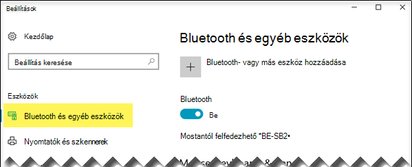Győződjön meg arról, hogy a Bluetooth & egyéb eszközök beállítás be van jelölve a bal oldalon