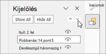 Az Előbbre hozás és a Hátrébb küldés gomb