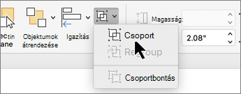 Group button selected on Shape Format tab