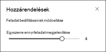 A megjeleníteni kívánt feladatok számának kiválasztása.