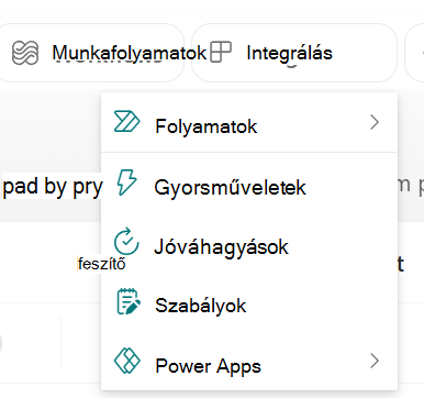 Képernyőkép a legördülő menüről a Jóváhagyások konfigurálása lehetőséggel.