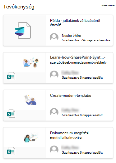 A Webhelytevékenység kijelző előnézete