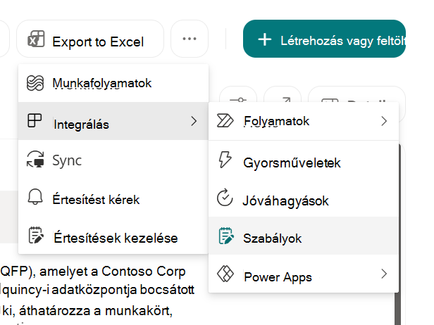 Képernyőkép a Szabály létrehozása egy lista automatizálásához a SharePointban.