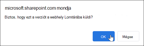 Fájlverzió törlésének megerősítését kérő párbeszédpanel