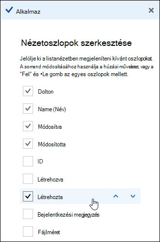 Dokumentumtár oszlopainak elrendezése